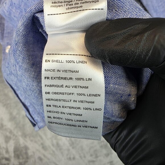 UNTUCKit Shirt Mens Medium Blue Linen Slim Fit Vin Santo WR Wrinkle Resistant - Picture 10 of 12